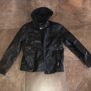 Guess Men’s Faux Leather Hooded Jacket